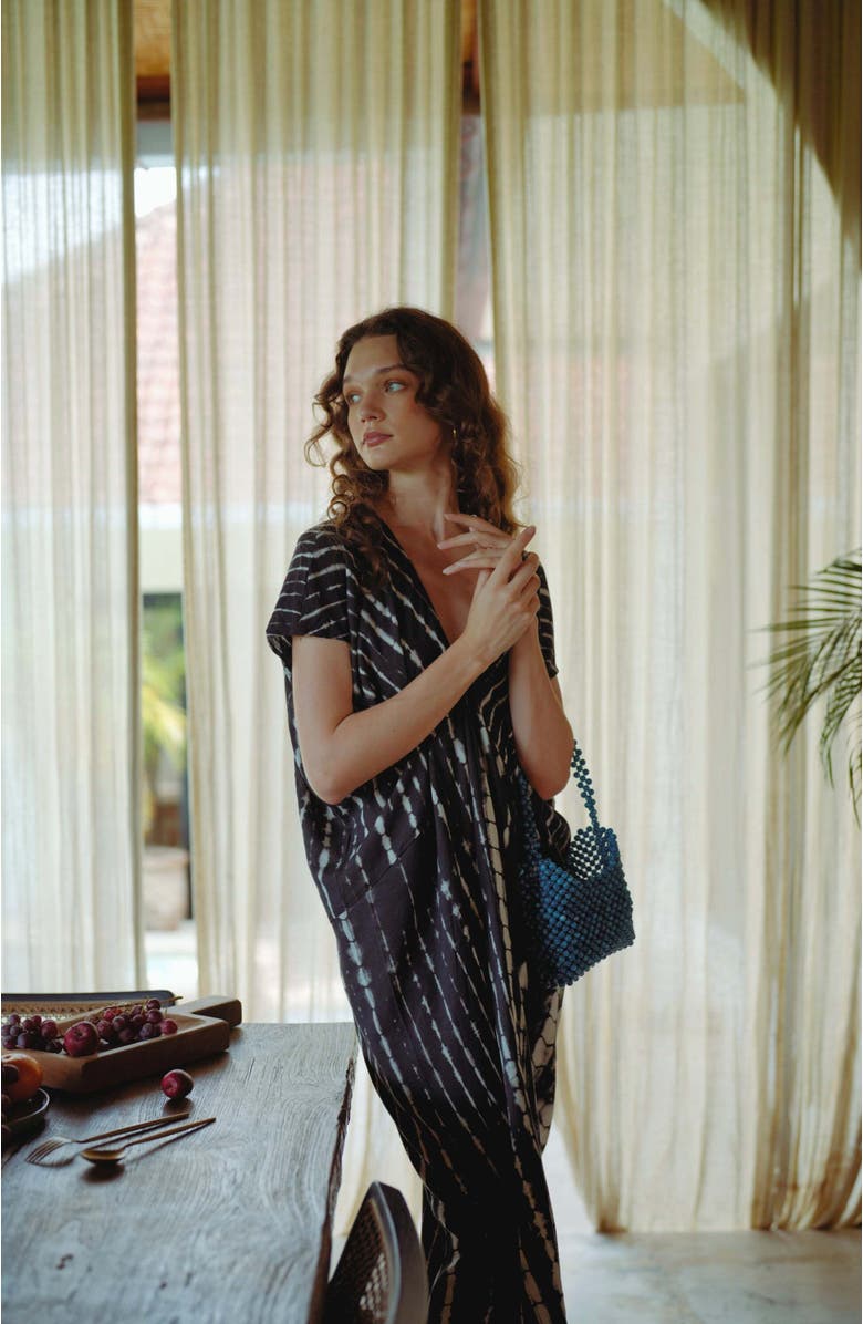 PINK HALEY Madella Hand Dyed Kaftan Dress, Alternate, color, Black