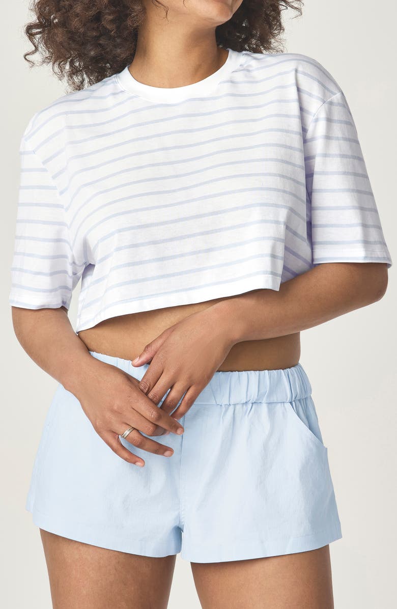 Florence by Mills Stripe Core Crop T-Shirt, Main, color, Highlight Blue White Stripe