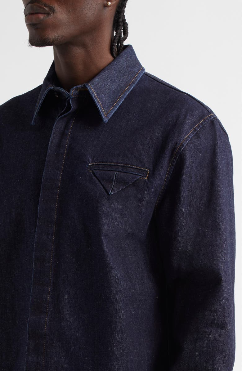 Bottega Veneta Cotton Denim Button-Up Shirt, Alternate, color, 4245 Indigo