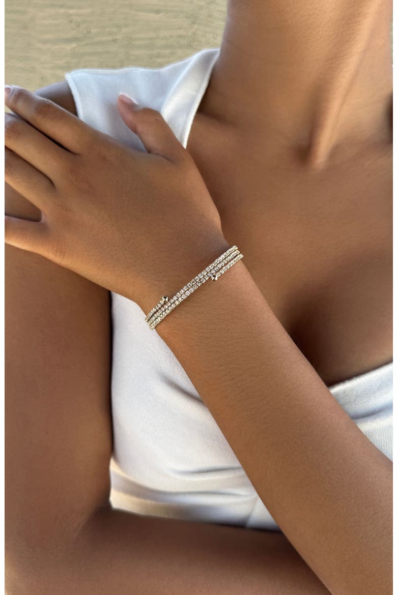 Crystal Stretch Coil Bracelet, Alternate, color, GOLD