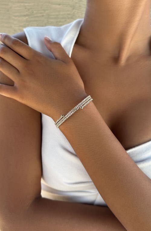 Adornia Gold Plated Triple Coil Crystal Tennis Stretch Bracelet In Gold