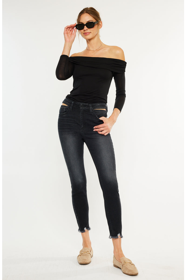 Tiara High Rise Ankle Skinny Jeans, Alternate, color, Dark Gray