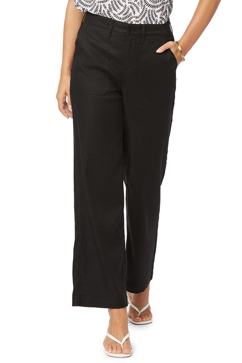 The Trouser Linen Blend Pants, Main, color, JET BLACK