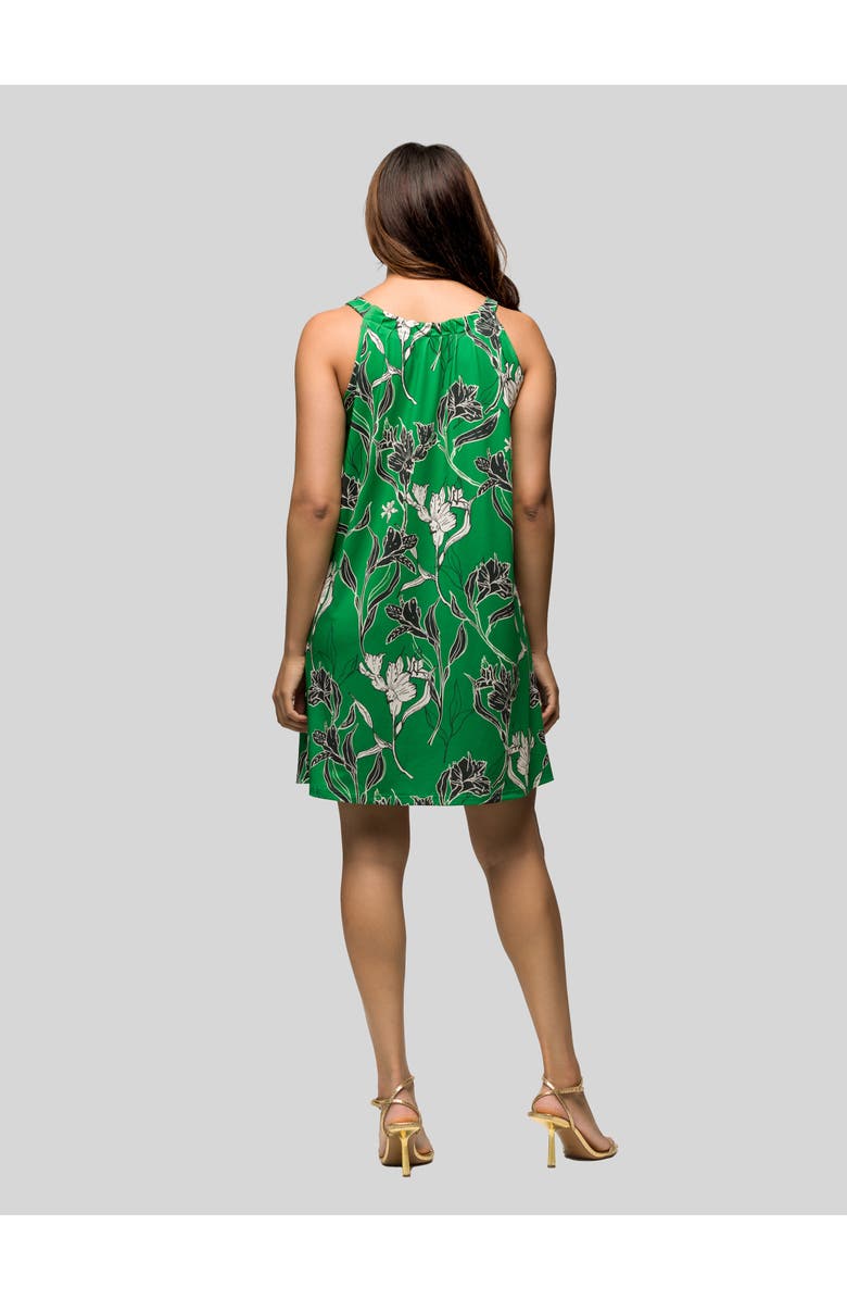 24seven Comfort Apparel Knee Length Green Floral Print Sleeveless Keyhole Dress, Alternate, color, 
