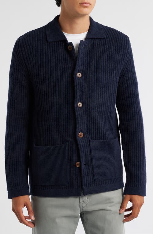 Alex Crane Kite Merino Wool Cardigan In Blue