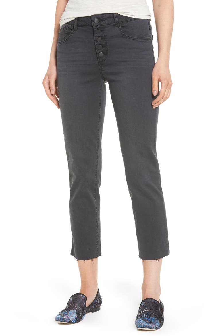Button Fly Crop Jeans (Nordstrom Exclusive), Main, color, GREY