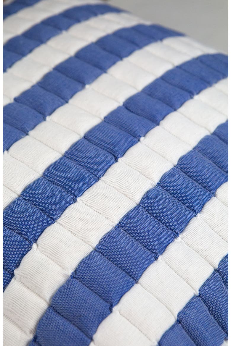 Quilted Sujani Striped Throw Pillow, Alternate, color, Blue