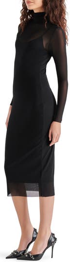 Steve Madden Vivienne Long Sleeve Mesh Midi Dress