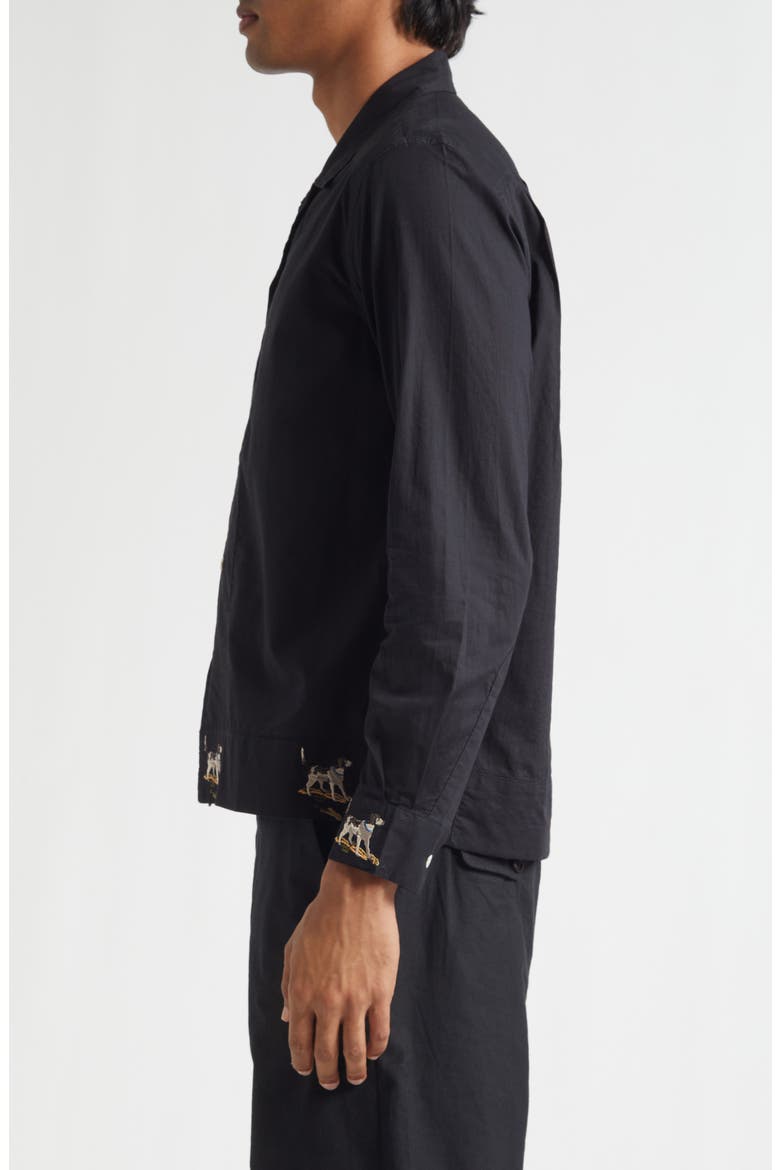 Pointer Embroidered Button-Up Shirt, Alternate, color, BLACK
