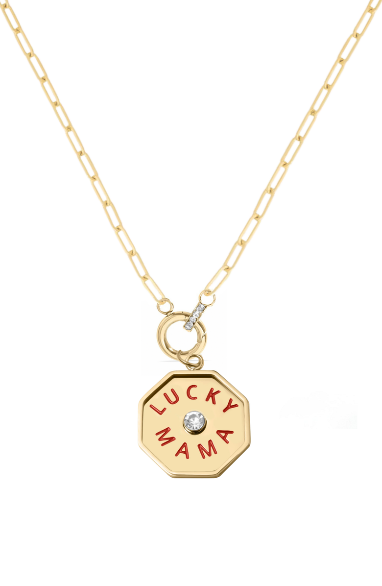 CUFFED BY NANO Lucky Mama Coin 14k Gold Filled Necklace, Main, color, Gold
