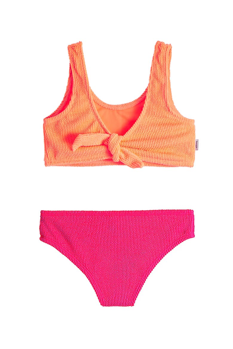 Crinkle Tie Bikini Swimsuit, Alternate, color, Watermelon and Lipstick Pink