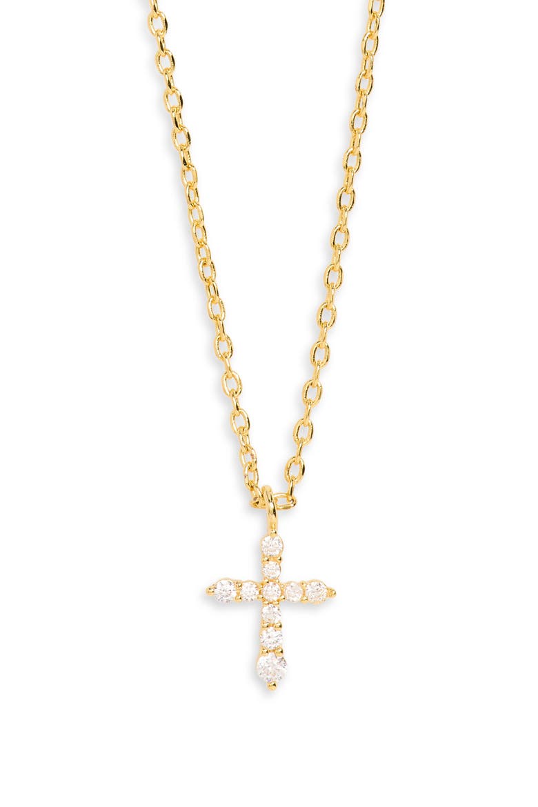 Cubic Zirconia Cross Necklace, Main, color, GOLD