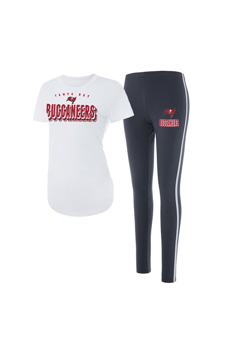 Women's Concepts Sport White/Charcoal Tampa Bay Buccaneers Sonata T-Shirt & Leggings Set, Main, color, White