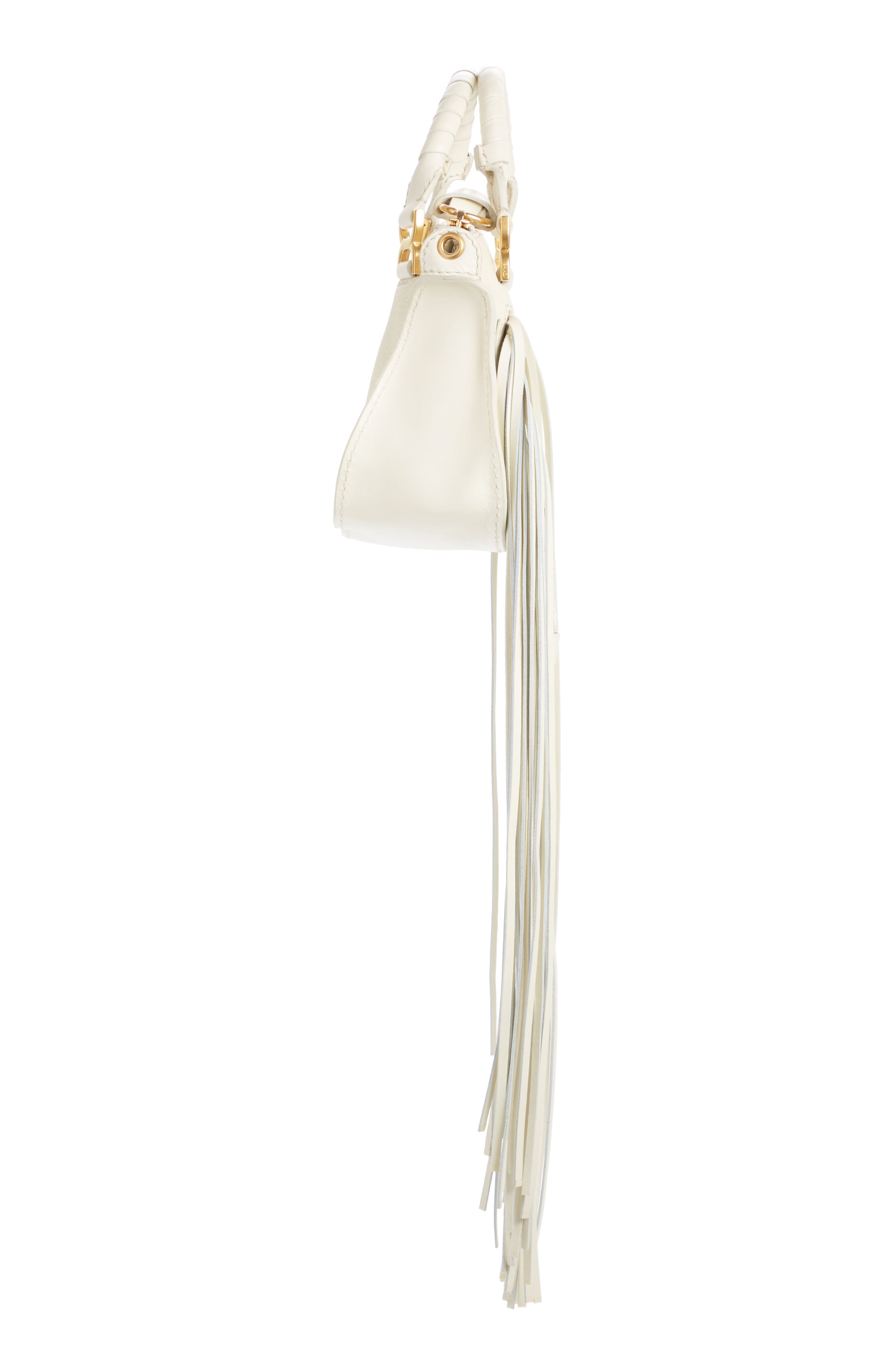 Mini Marcie Fringe Leather Crossbody Bag, Alternate, color, NATURAL WHITE