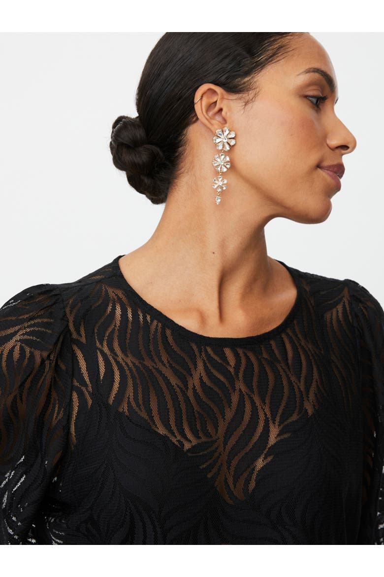 Lace Peplum Top, Alternate, color, Black