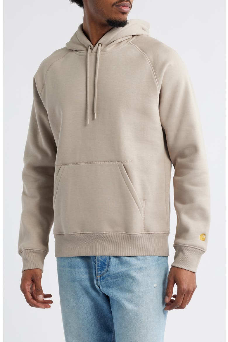 Chase Fleece Hoodie, Main, color, DUSKY BEIGE / GOLD