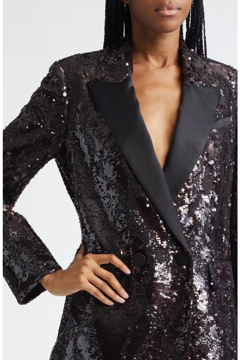 Sevyn Sequin Double Breasted Dickey Evening Jacket, Alternate, color, DARK CURRANT