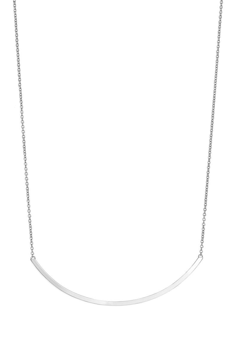 Curved Bar Pendant Necklace, Main, color, SILVER