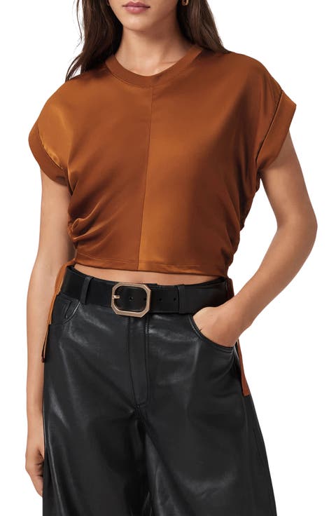 Mira Cinched Side Satin T-Shirt