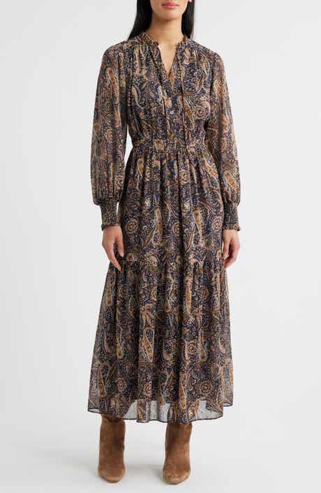 Sam Edelman Boho Paisley Long Sleeve Maxi Dress