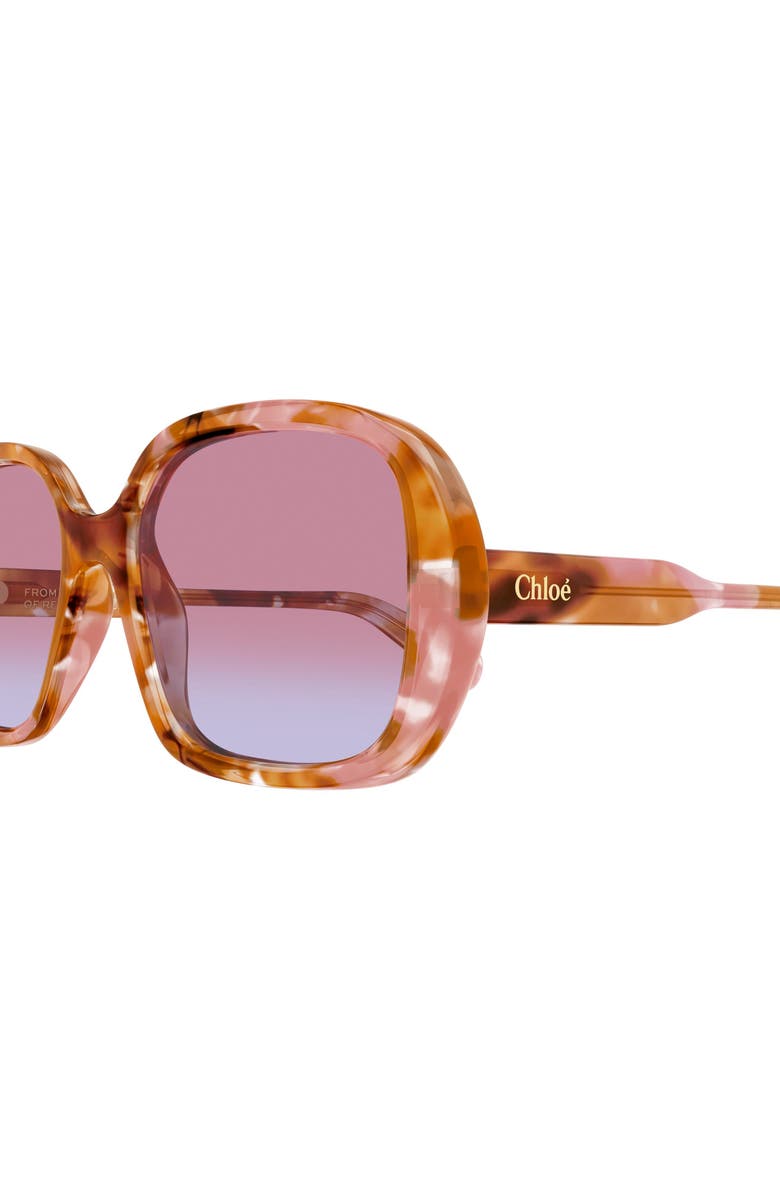 Chloé 55mm Square Sunglasses, Alternate, color, Sunrise Havana