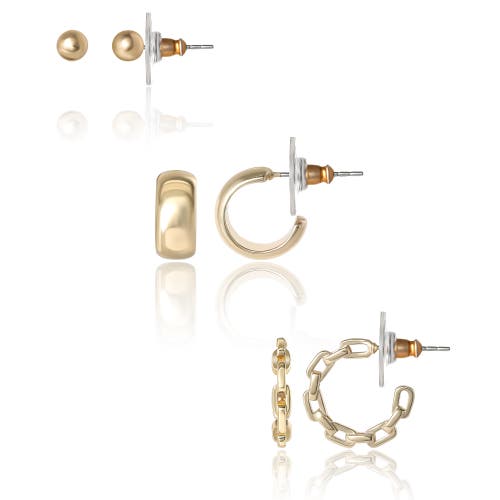 Jessica Simpson Gold-tone Stud And Hoop Earring Set In Gold