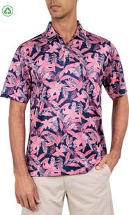 CONSTRUCT Regular Fit Tropical Floral Print Recycled Performance Golf Polo