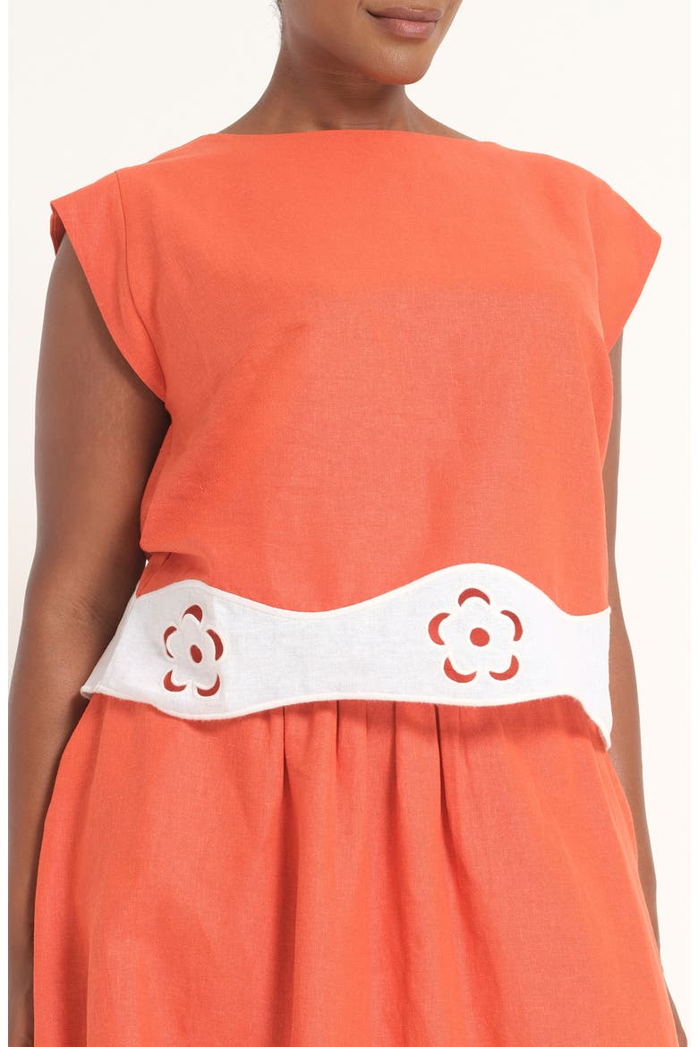 Kaia Colorblock Embroidered Top, Main, color, PERSIMMON