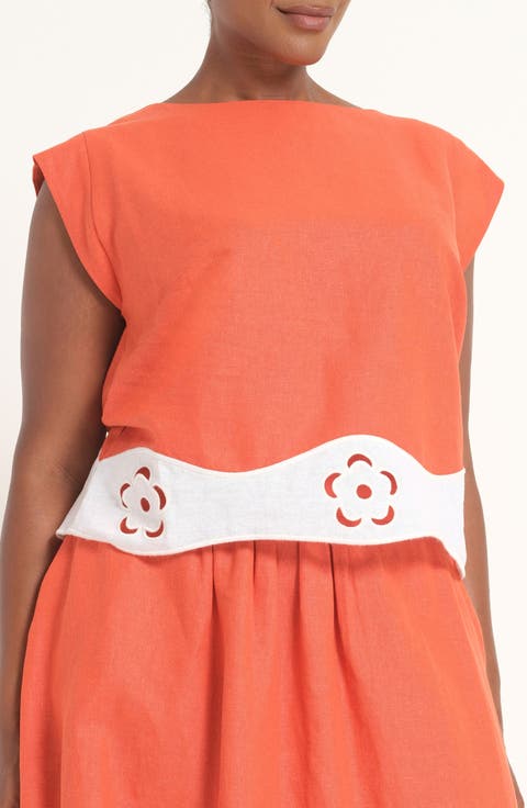 Kaia Colorblock Embroidered Top