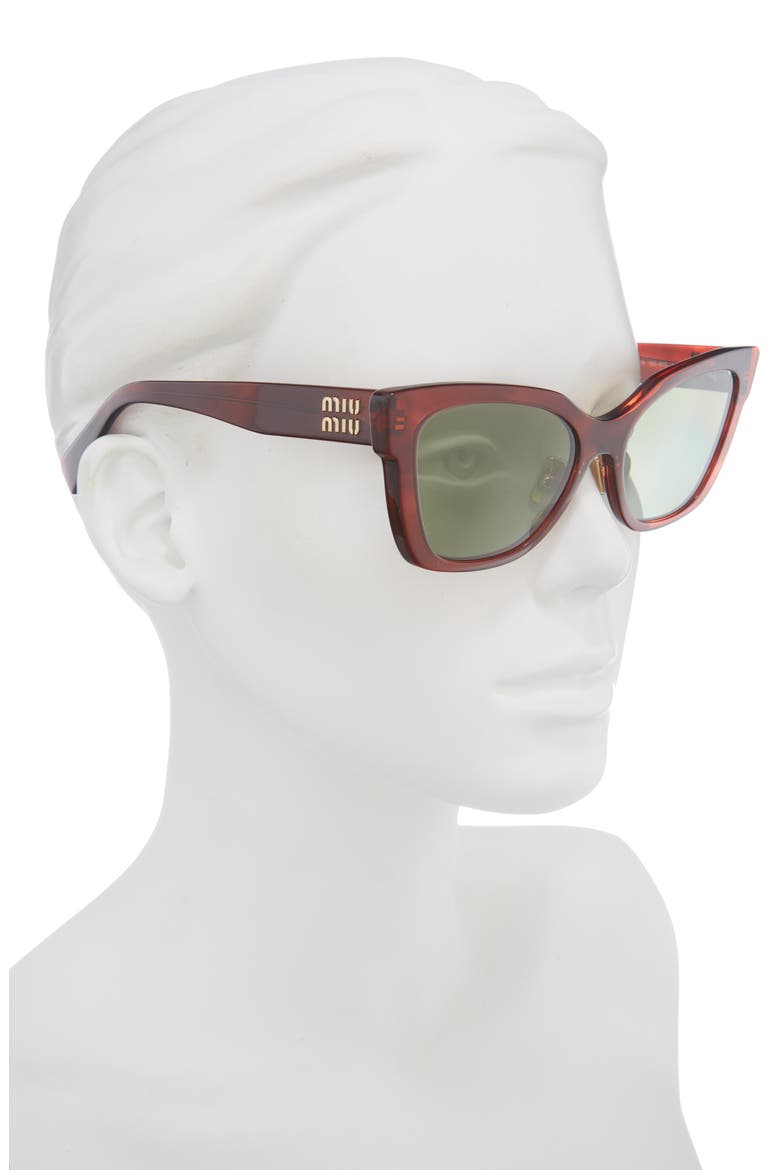 56mm Cat Eye Sunglasses, Alternate, color, GREEN