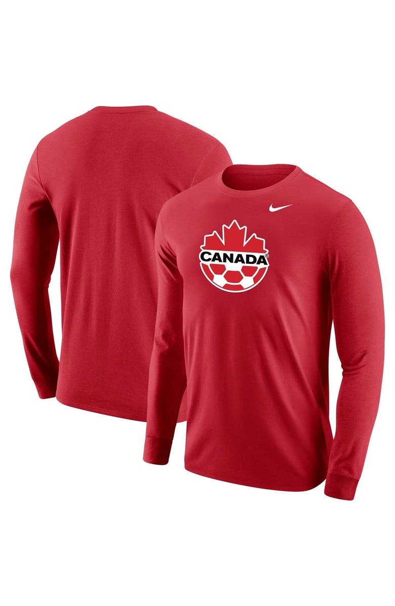 Nike Men's Nike Red Canada Soccer Core Long Sleeve T-Shirt, Main, color, 