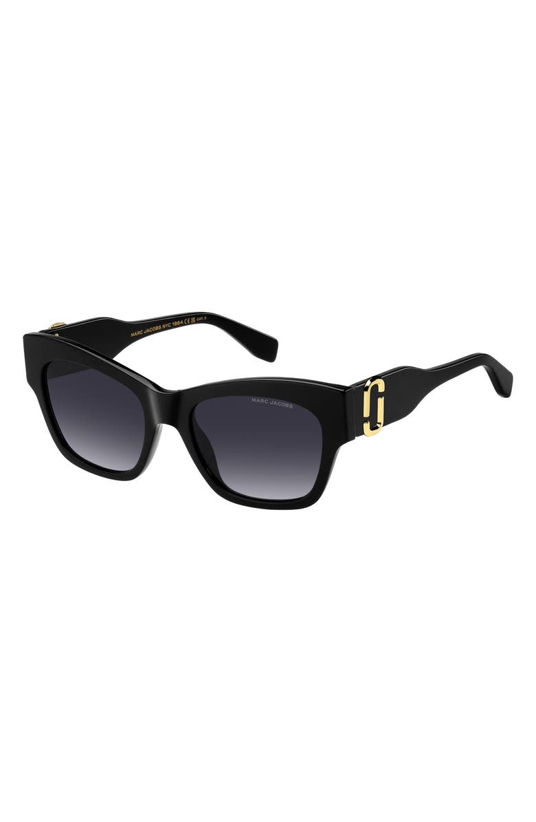 Marc Jacobs 54mm Gradient Rectangular Sunglasses, Alternate, color, Black/ Dark Grey