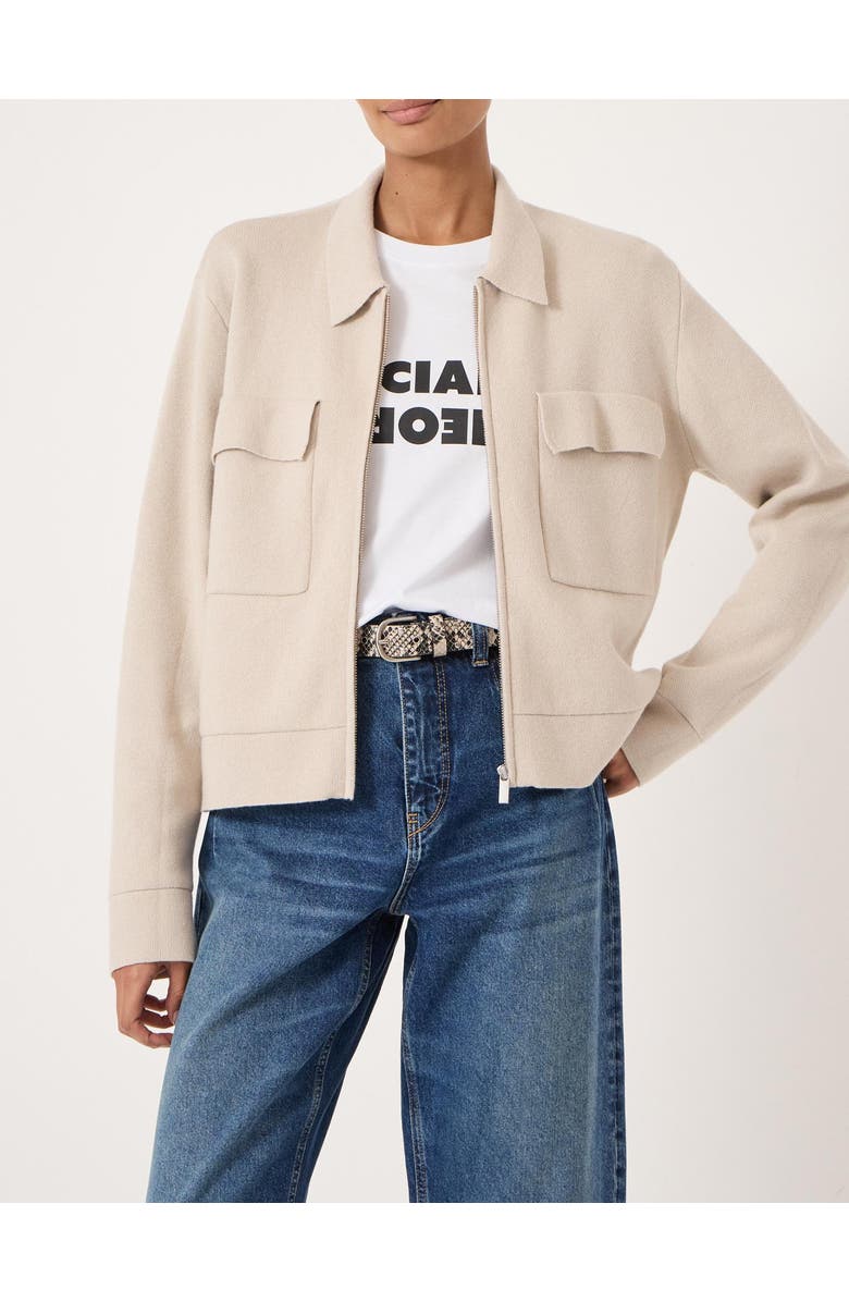 Hush Knitted Zip Front Jacket, Alternate, color, Stone White