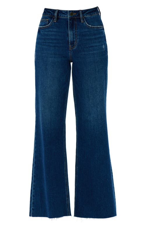 Bayeas Bella Raw Hem High Waist Wide Flare Jeans In Blue