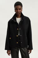 Karen Millen Brushed Wool Funnel Neck Tailored Coat