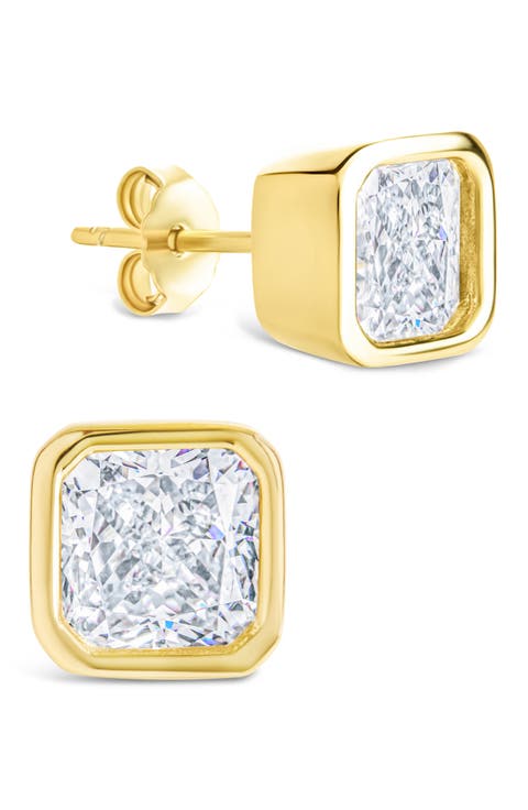 Radiant Cut Cubic Zirconia Stud Earrings