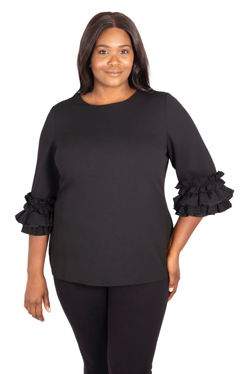 Marée Pour Toi Ruffle Sleeve Knit Top, Alternate, color, 