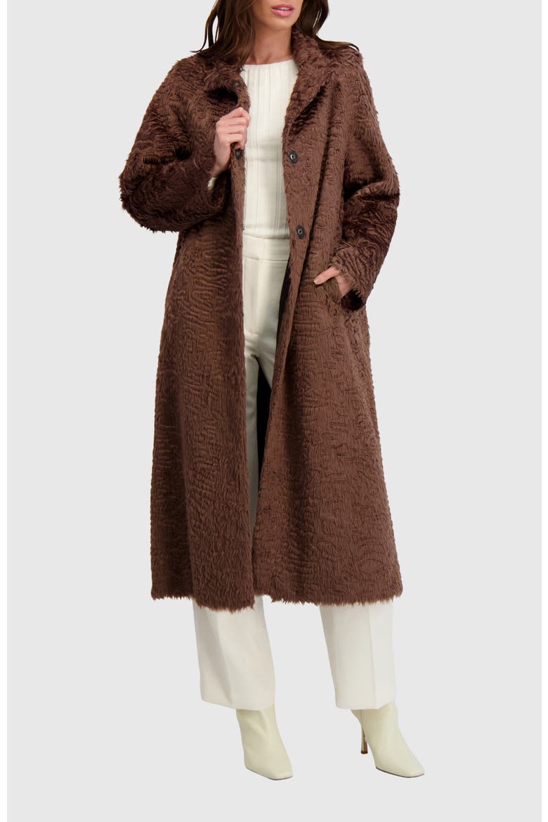 Fur-Free Lamb (Faux Fur) Long Coat, Main, color, BROWN
