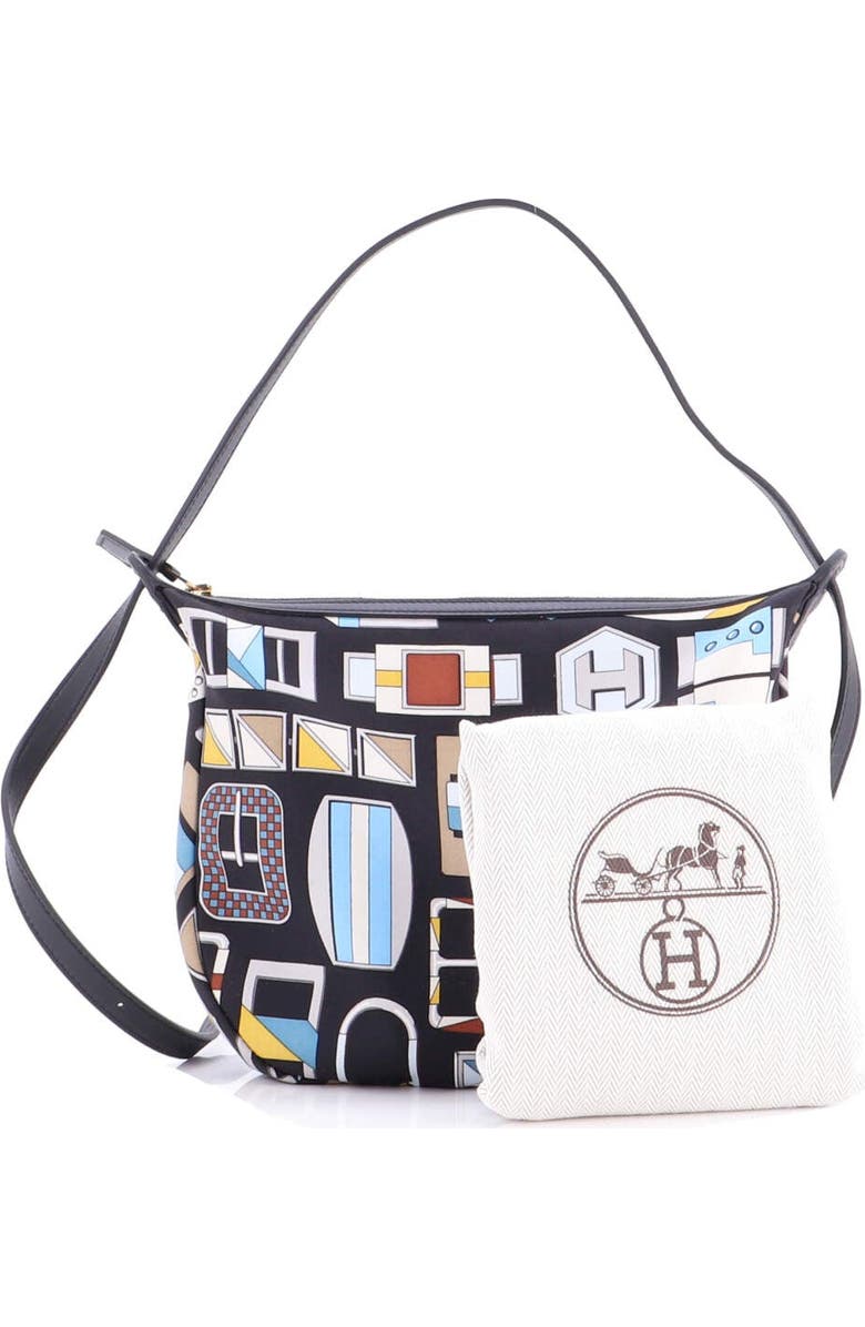 Pre-Owned Hermes Sursoie To Go Pouch Printed Silk and Leather, Alternate, color, Bleu Indigo