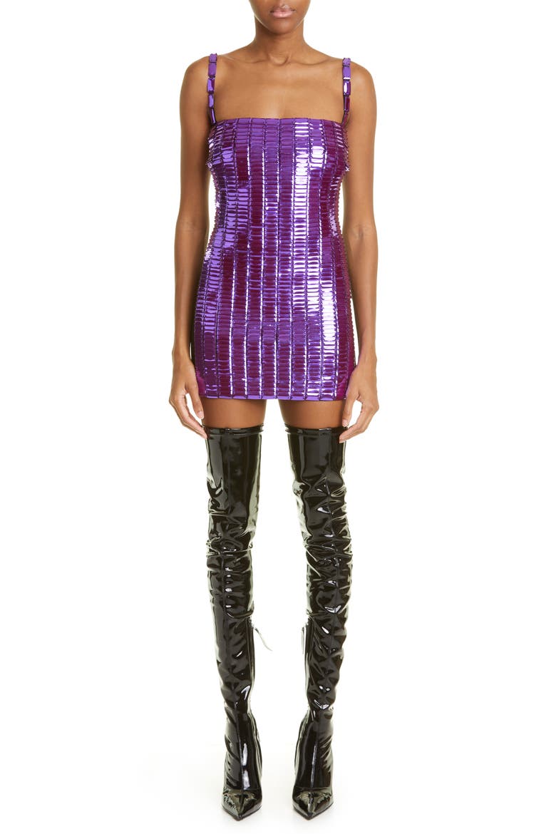 Rue Embellished Square Neck Minidress, Main, color, VIOLET