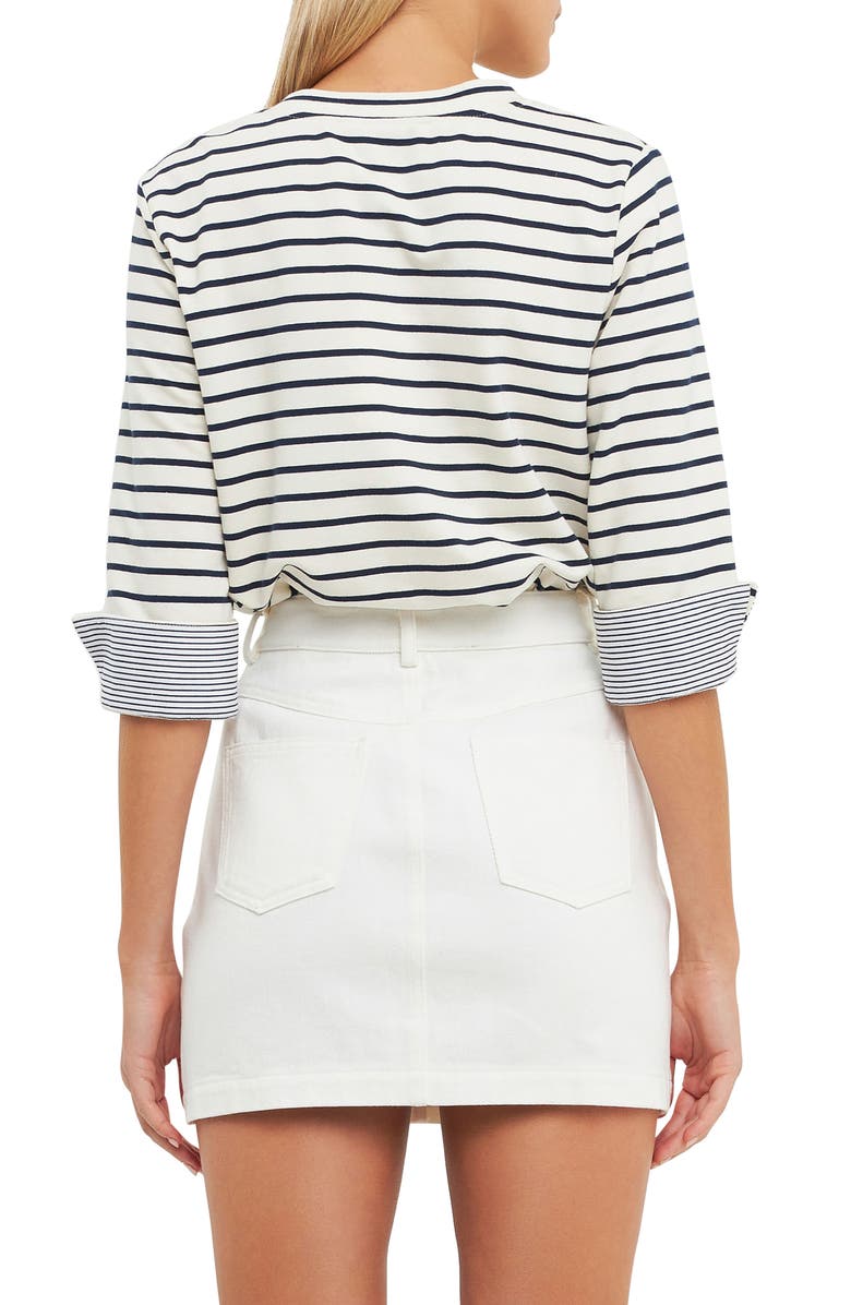 English Factory Breton Stripe Fold Cuff Top, Alternate, color, 