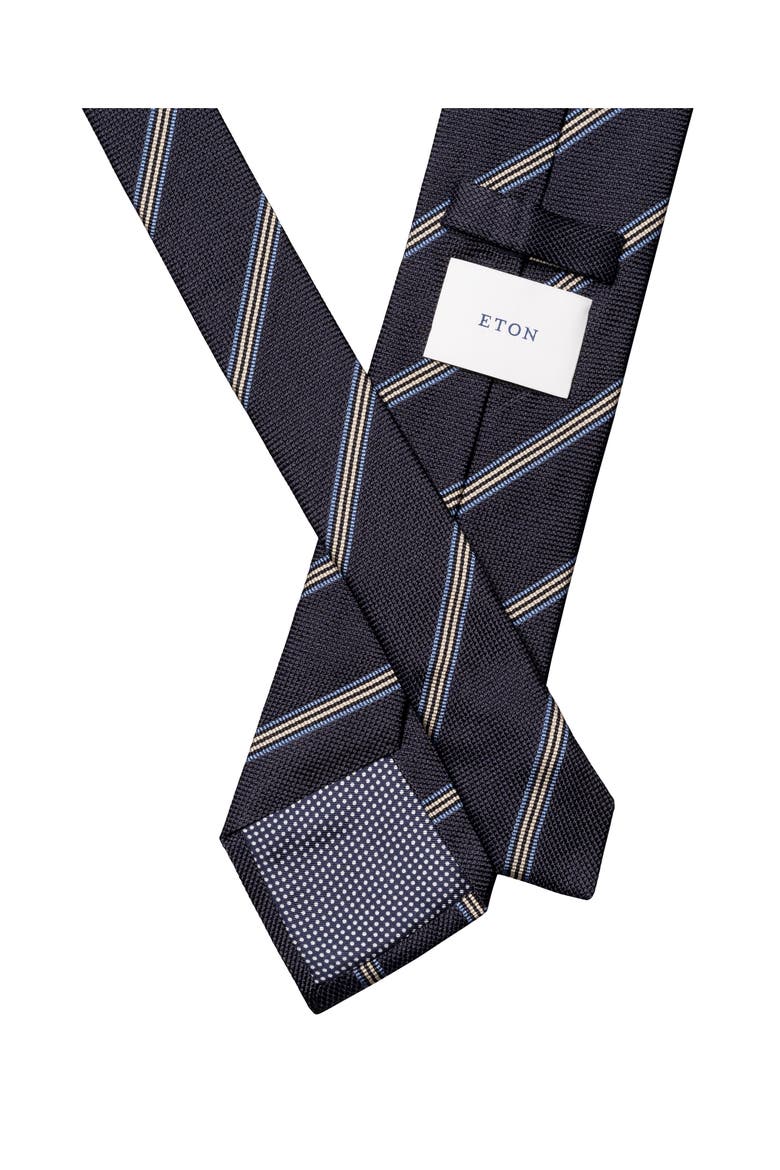 Stripe Silk Tie, Alternate, color, NAVY