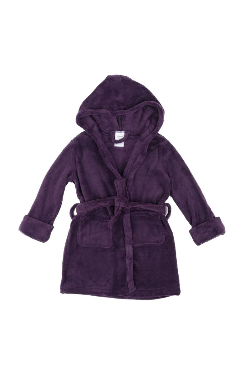 Leveret Kids Fleece Hooded Robe, Solid Colors, Alternate, color, Purple
