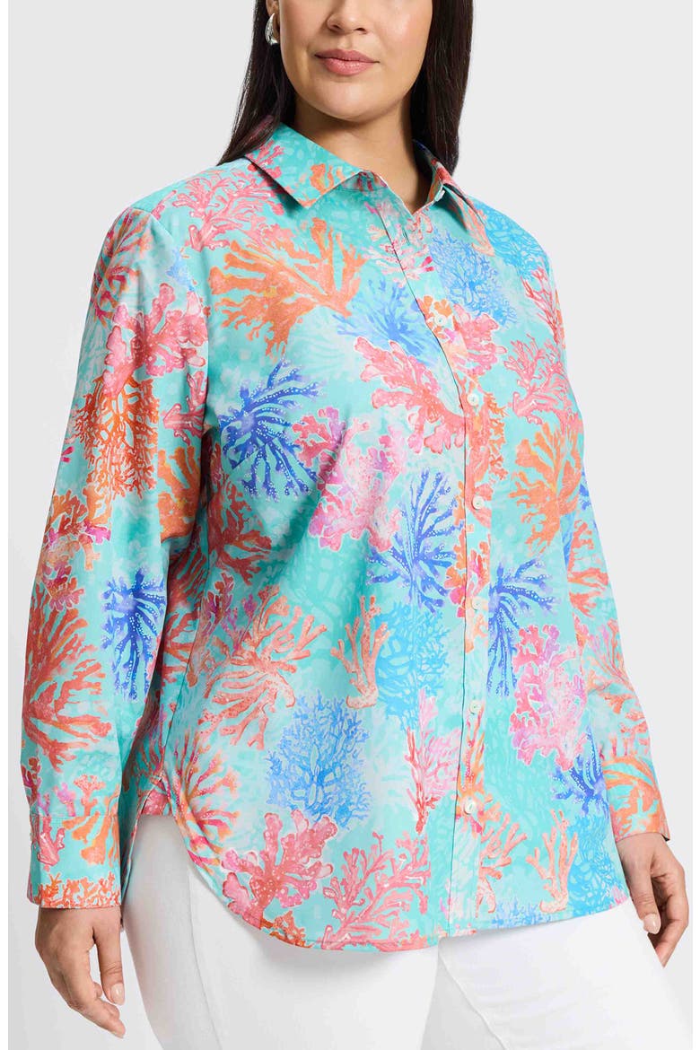 Meghan Cotton Button-Up Shirt, Alternate, color, BLUE MULTI