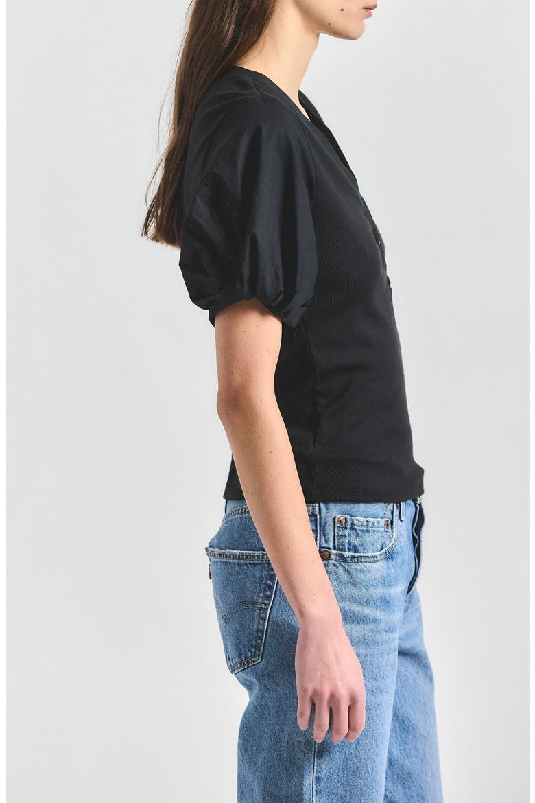 Fallon Mixed Media Top, Alternate, color, BLACK