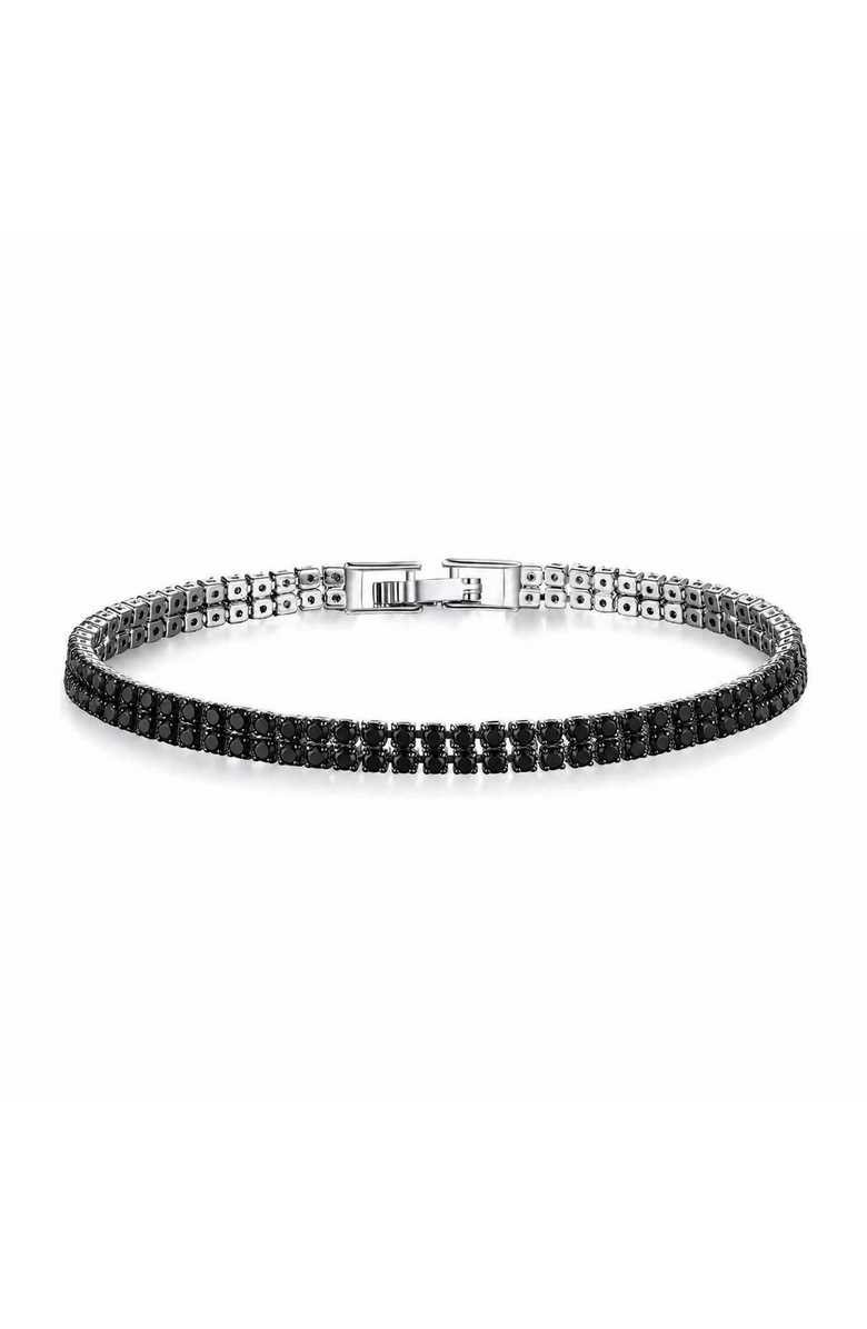 Donatello Gian Two Row Black Tennis Bracelet, Main, color, Black