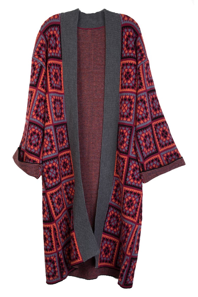 Crochet Square Ruana, Alternate, color, RED