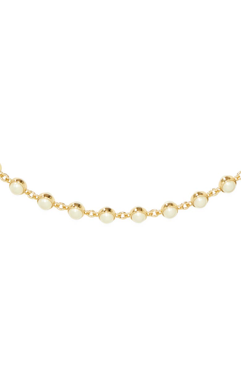 Tory Burch Moondance Faux Pearl Necklace, Alternate, color, Light Brass / Pearl