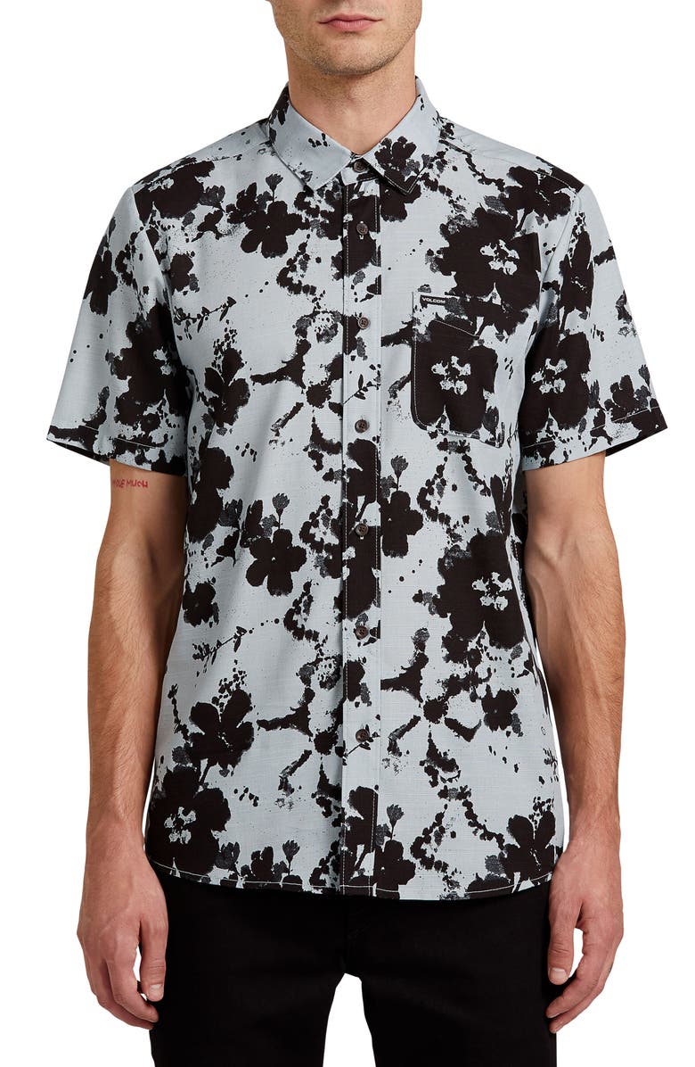 Volcom Burres Floral Short Sleeve Button-Up Shirt, Main, color,