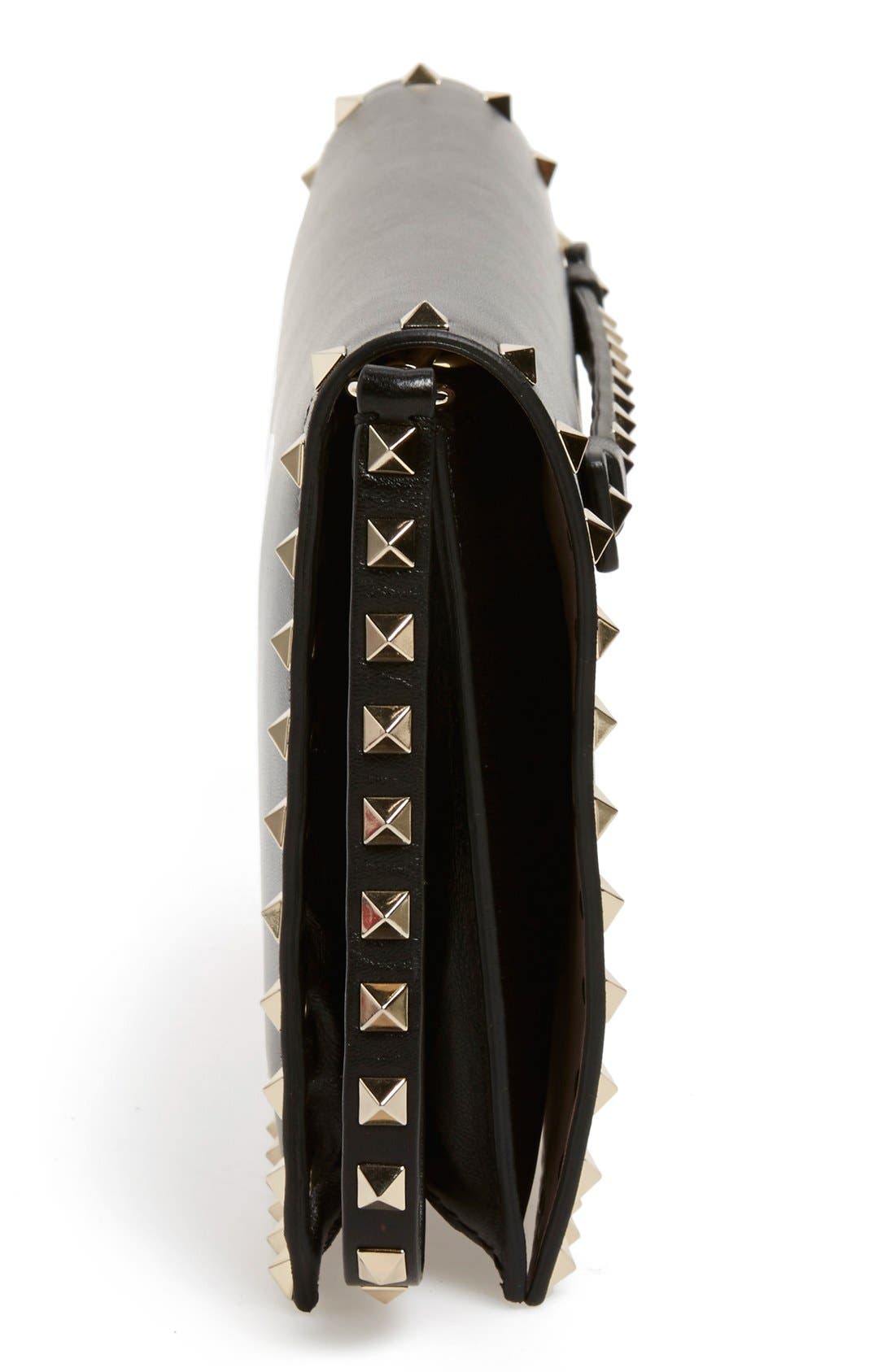 Valentino Garavani Rockstud Leather Flap Clutch, Alternate, color, 